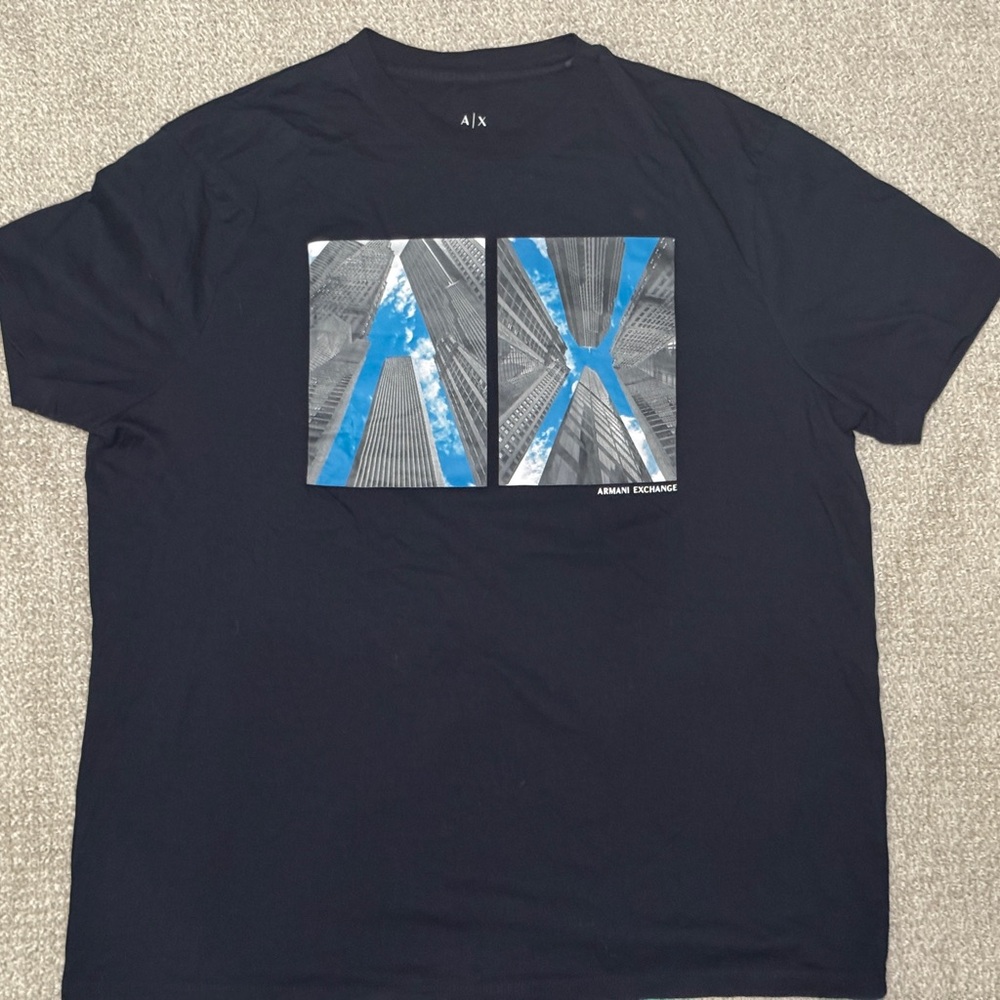 Armani Exchange Black and Blue Short Sleeve Tee